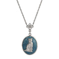 Load image into Gallery viewer, Sitting Cat Oval Enamel Locket Necklace 24"

