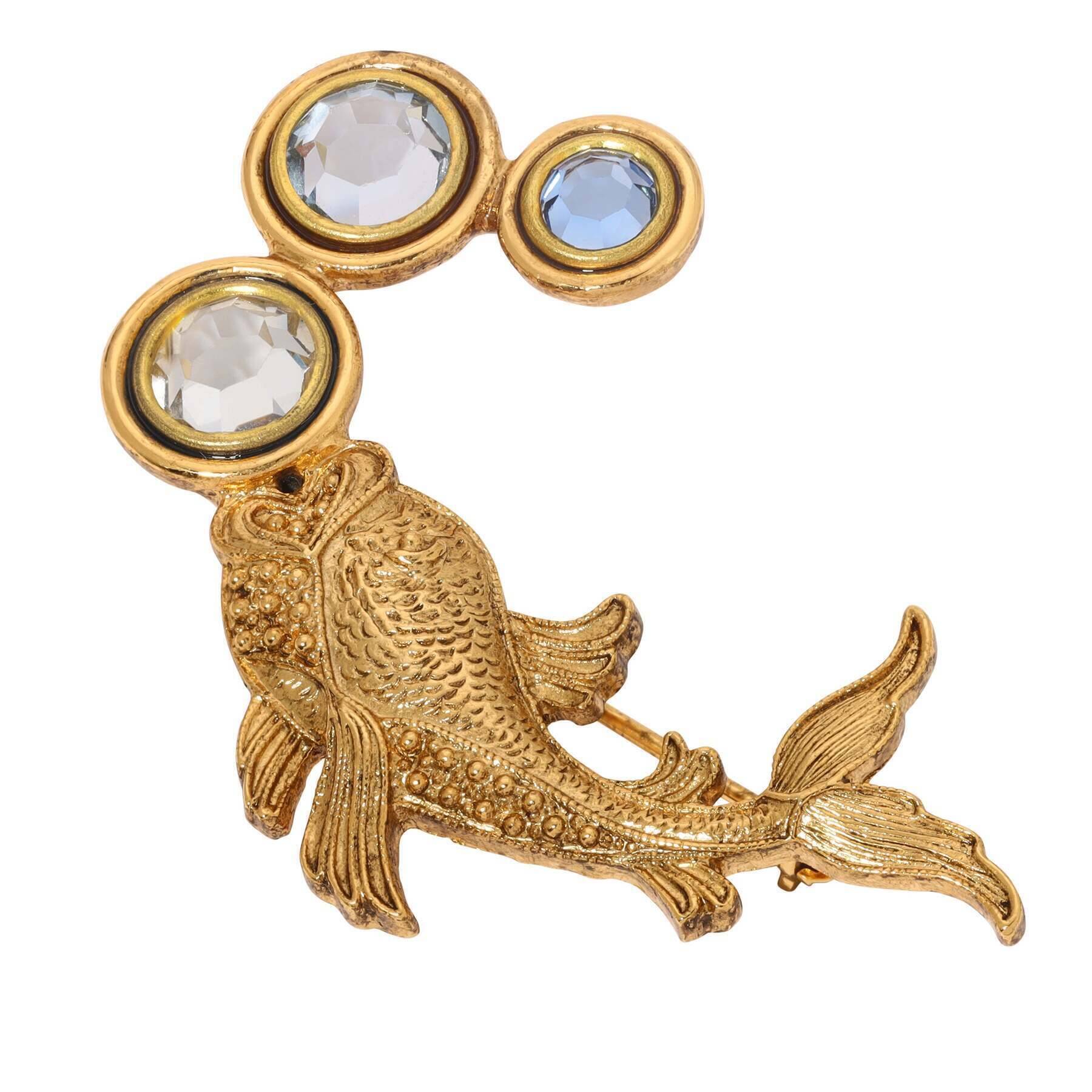 Koi Fish Crystal Channel Bubbles Brooch