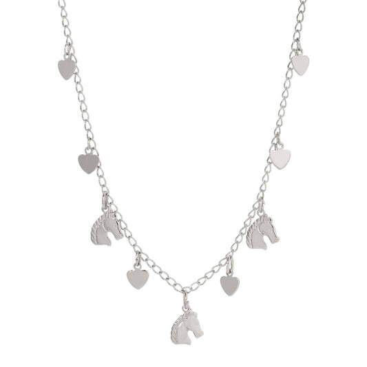 Equine & Heart Charms Necklace 16"