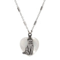 Load image into Gallery viewer, Whimsical Cat Mother Of Pearl Heart Pendant Necklace 18"
