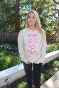 Load image into Gallery viewer, Good Boys Get Treats Pink Font Crewneck Sweatshirt | Ultra-Soft Best Gift for Dog Lovers
