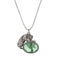 Load image into Gallery viewer, Whimsical Cat & Green Fish Pendant Ball Chain Necklace 18"
