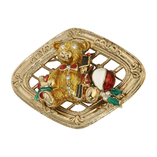 Teddy Bear & Nutcracker Christmas Brooch Pin