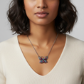 Load image into Gallery viewer, Light Sapphire & Amethyst Crystal Butterfly Pendant Necklace 16" + 3" Extension
