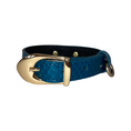 Load image into Gallery viewer, Dark Turquoise XS Snake 7-14 Collar/Custom Gold Hardware
