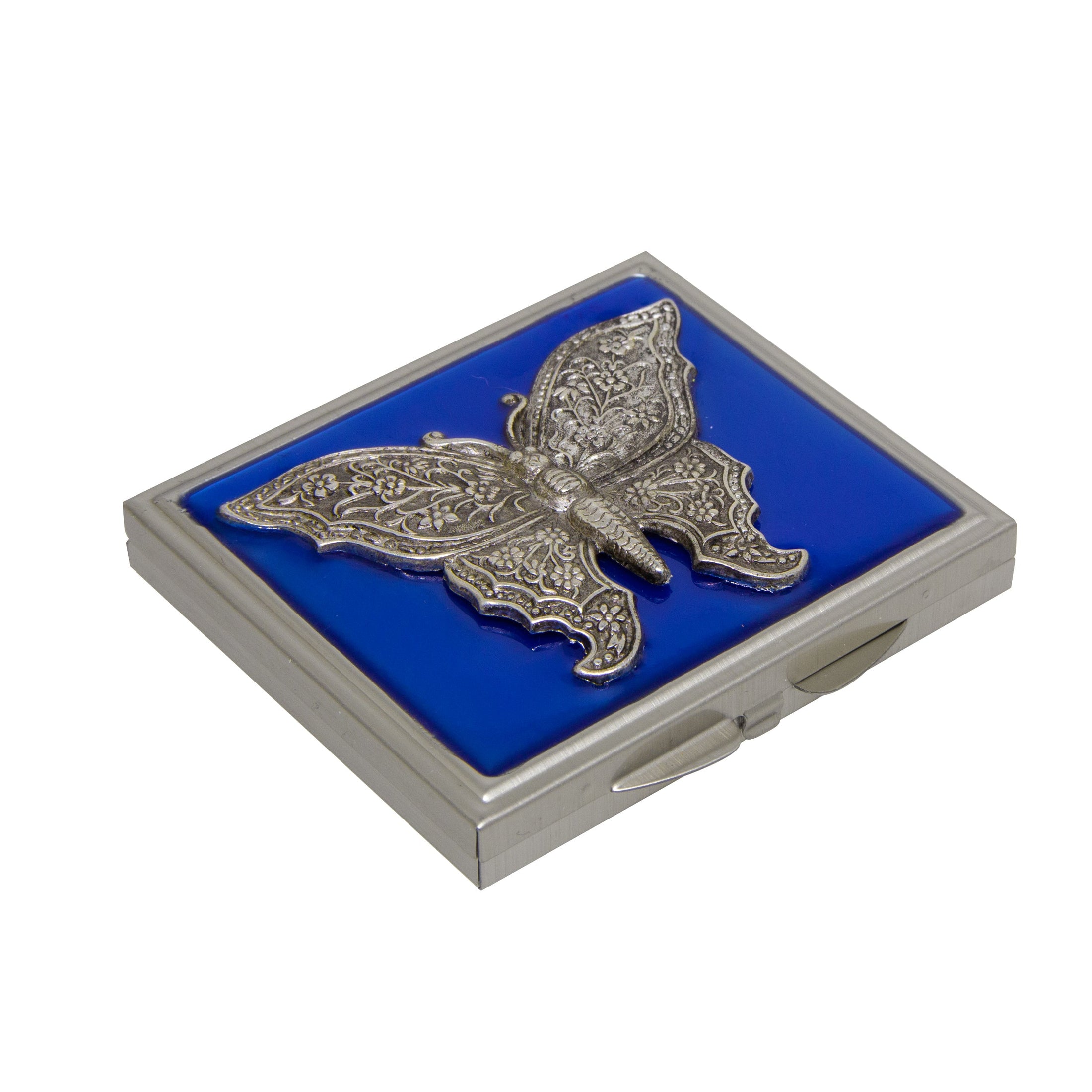 Blue Enamel Butterfly Compact Mirror