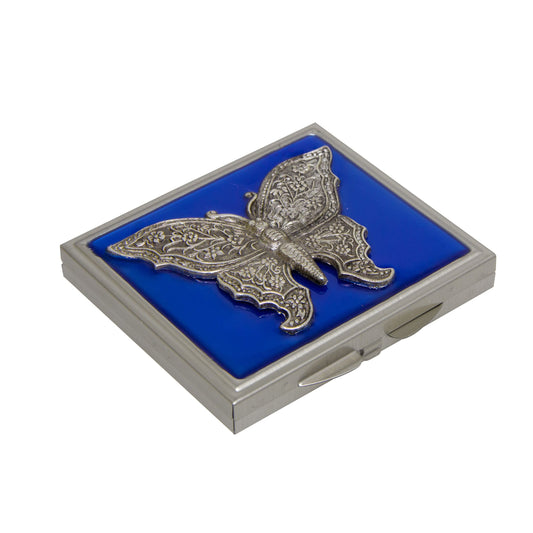 Blue Enamel Butterfly Compact Mirror