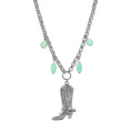 Load image into Gallery viewer, Turquoise Dyed Howlite Gemstone Beaded Cowboy Boot Pendant Necklace 18"
