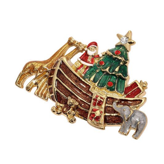 Santa's Ark Holiday Brooch
