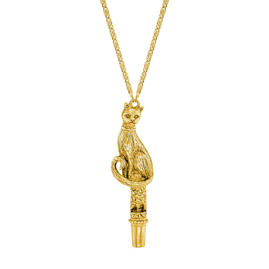 Cat Whistle Pendant Necklace 30"