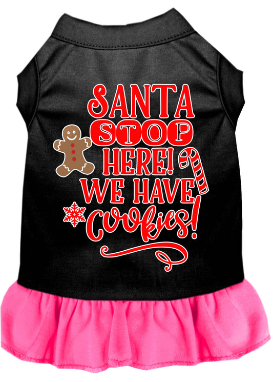 Christmas Pet Dress Screen Printed, "Santa Stop Here, We Have Cookies"