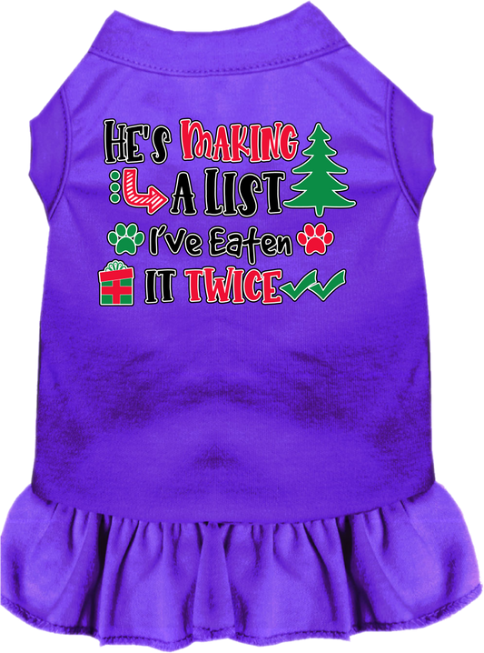 Christmas Pet Dress "He's Making A List, I've Eaten It Twice"