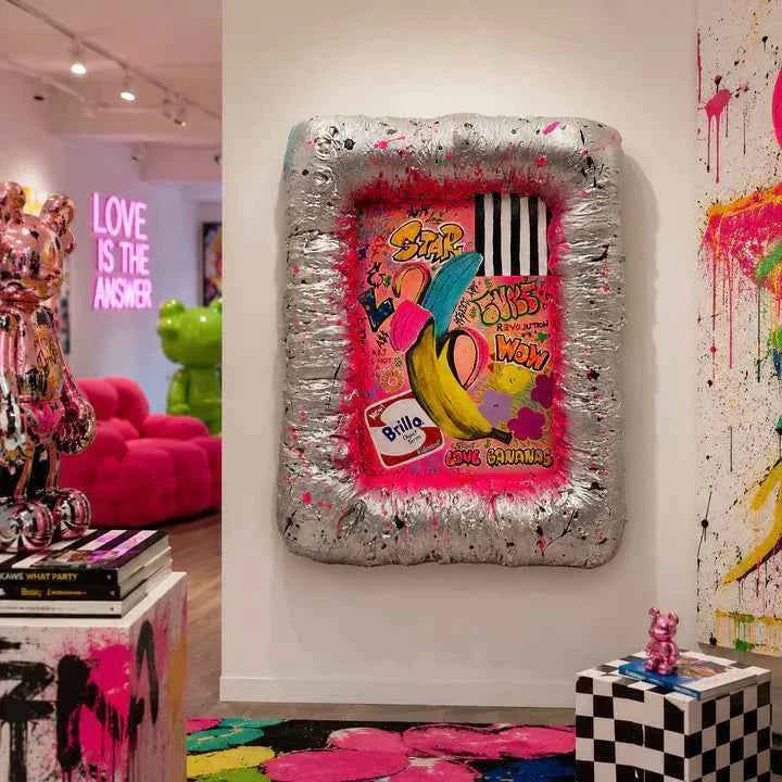 And Iconic Banana Pop Art Wall Art with Sculptural Frame