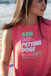 Arm Day = Petting Dogs Tank Top | Gift for Dog Lovers & Dog Moms