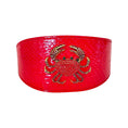 Load image into Gallery viewer, Red Orange Snake Wide Style Collar With Rhinestone Crab Accessory

