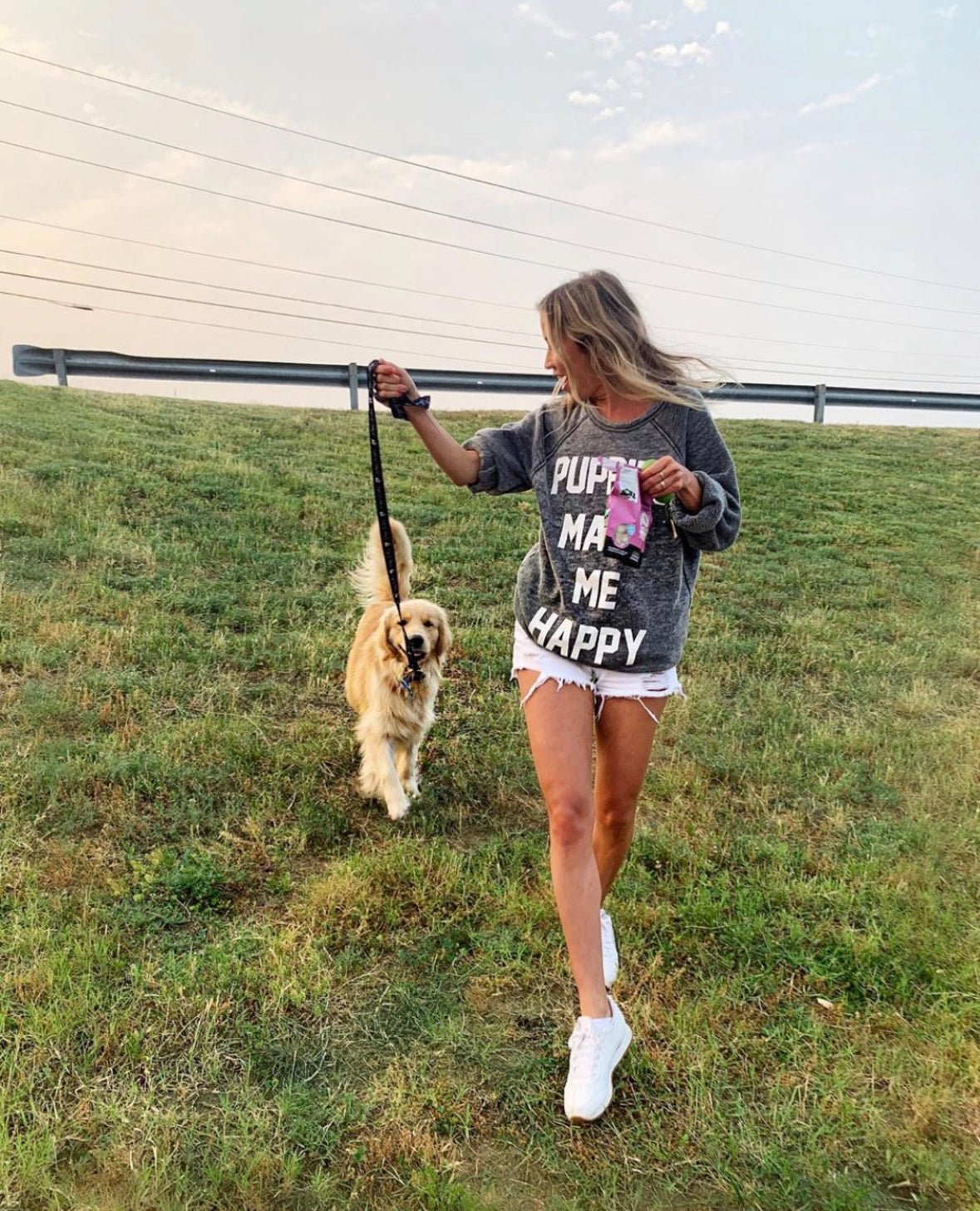 Puppies Make Me Happy Acid Wash Sweatshirt | Gifts for Dog Lovers