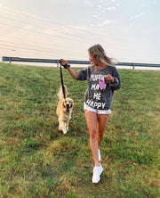 Acid Wash Oversized Crewneck Sweatshirt | Gift for Dog Lovers