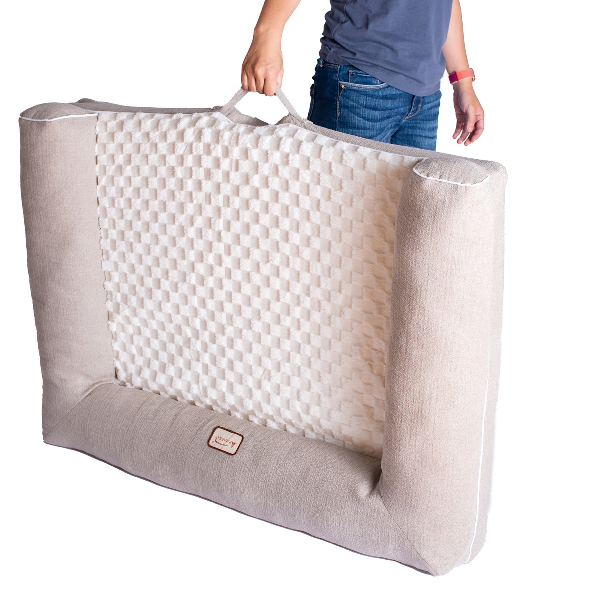 Armarkat Bolstered Pet Cushion D07B - Ivory/Beige - Medium
