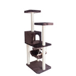 GleePet GP78570923  57-Inch Cat Tree In Coffee Brown With Four Levels Ramp Hammock And Condo