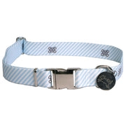 Southern Dawg Seersucker Blue with Skulls Premium Dog Collar