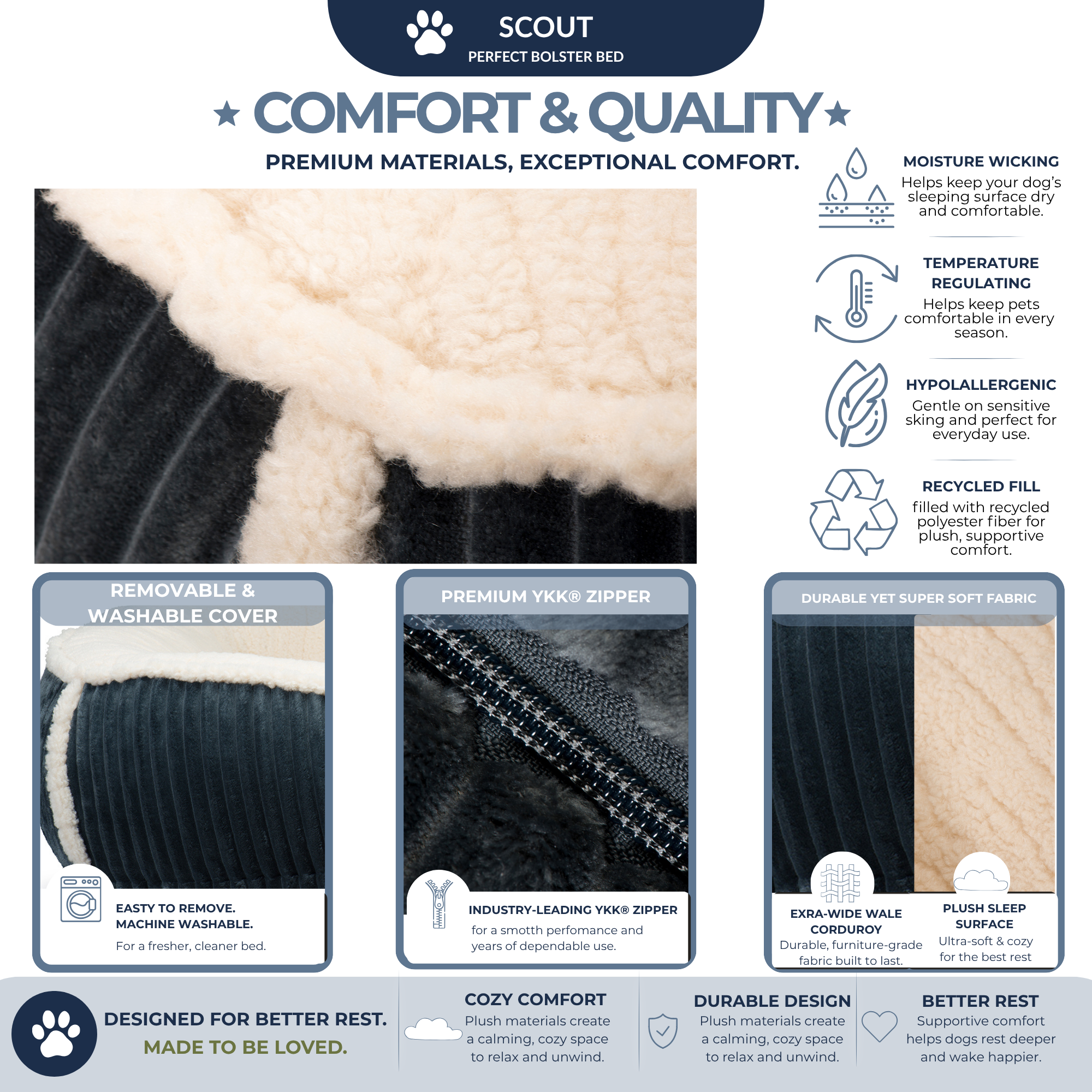Premium Scout Perfect Bolster Dog Bed
