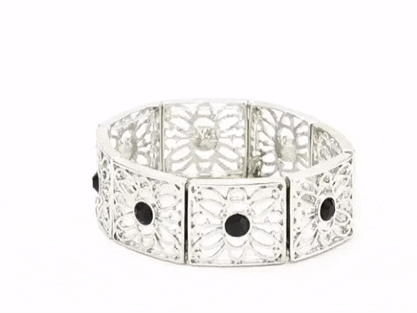 Square Butterfly Filigree Crystal Stretch Bracelet