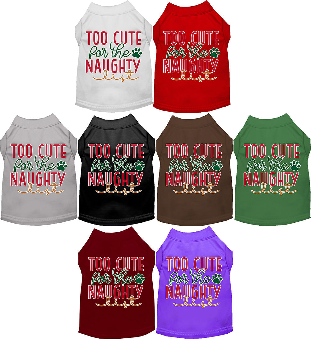 Dog Shirt for Pets "Too Cute for the Naughty List"