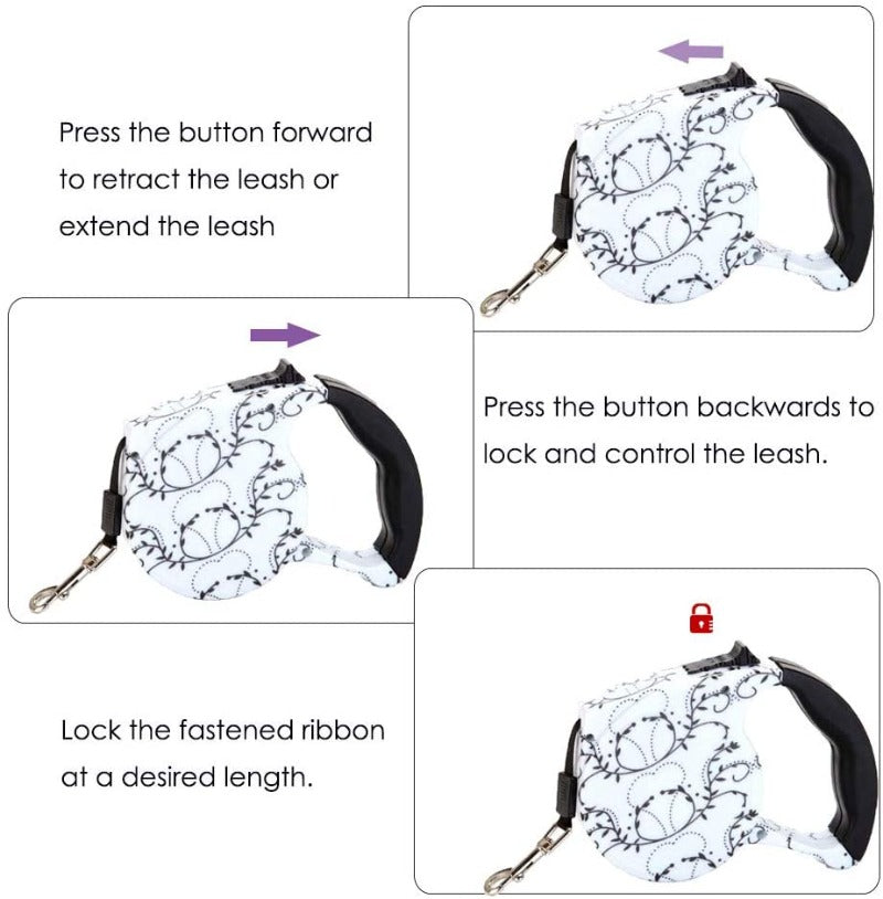 Swirling Vine Retractable Dog Leash