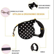 Polka Dot Retractable Dog Leash