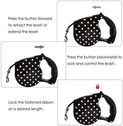 Polka Dot Retractable Dog Leash