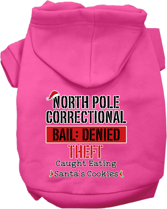 Christmas Pet Hoodie Screen Printed, "North Pole Correctional"