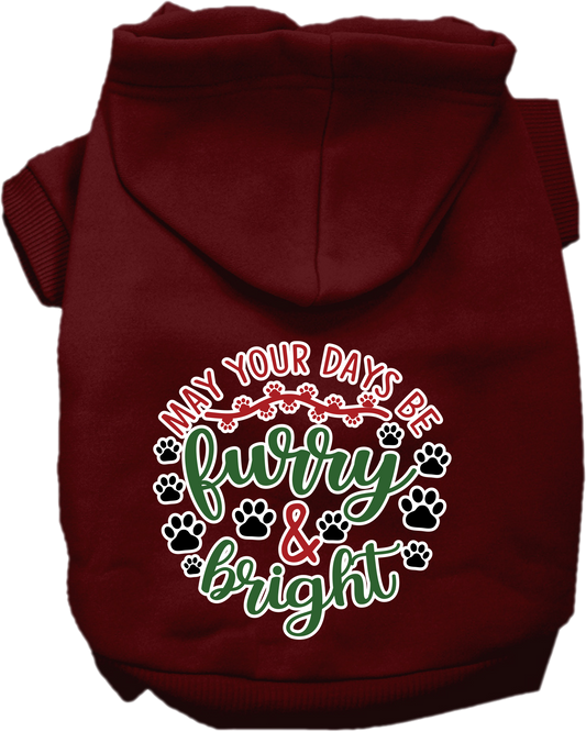 Christmas Pet Hoodie Screen Printed, "Furry & Bright"
