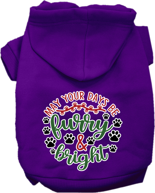 Christmas Pet Hoodie Screen Printed, "Furry & Bright"