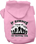Load image into Gallery viewer, Halloween Pet Hoodie "If Zombies Chase Us, I'm Tripping You"
