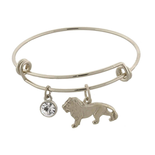 Cecil The Lion And Crystal Expandable Wire Bracelet