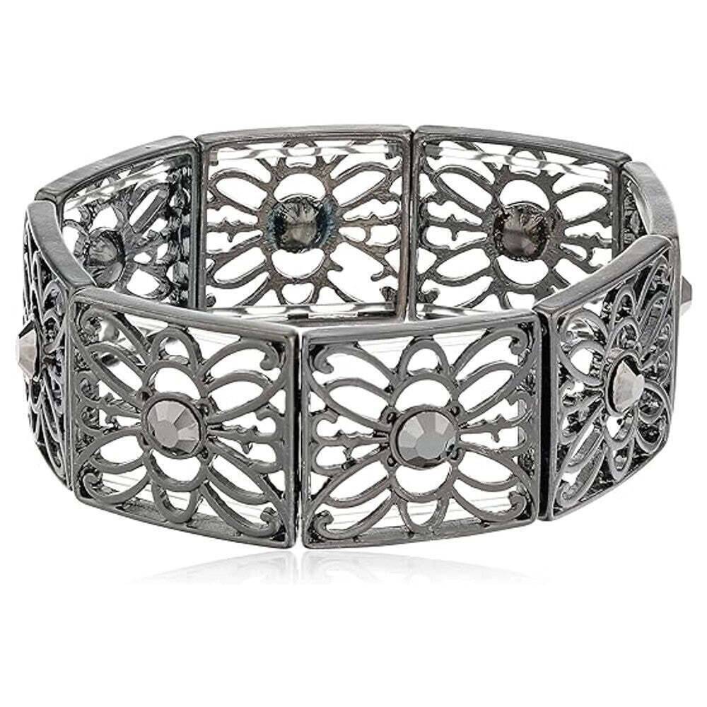 Square Butterfly Filigree Crystal Stretch Bracelet