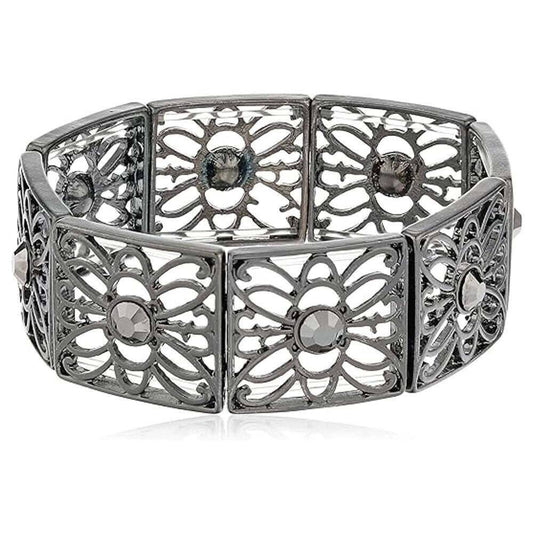 Square Butterfly Filigree Crystal Stretch Bracelet