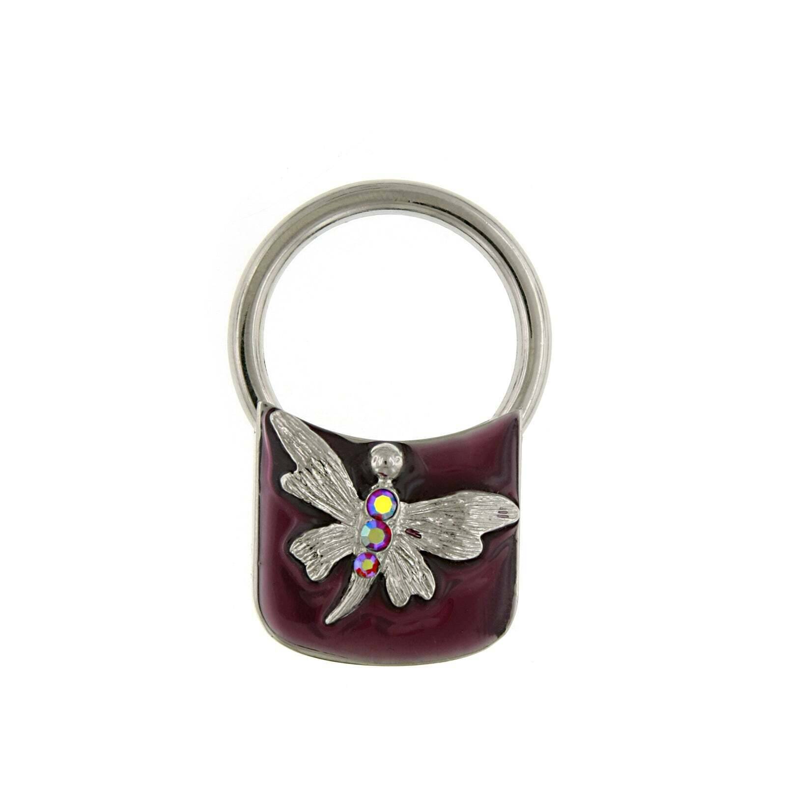 AB Crystal Butterfly Enamel Square Key Ring