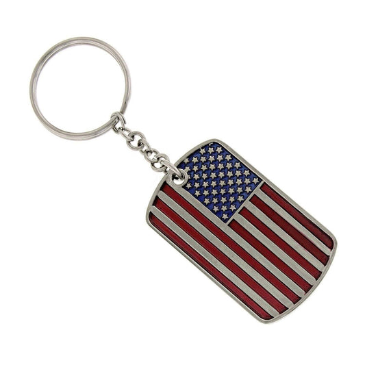 American Flag Dog Tag Key Chain