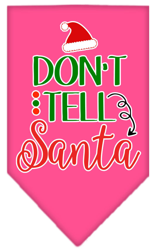 Christmas Pet and Dog Bandana Screen Printed, "Don't Tell Santa"