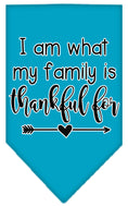 Load image into Gallery viewer, Pet and Dog Bandana Screen Printed, "I Am What My Family Is Thankful For"
