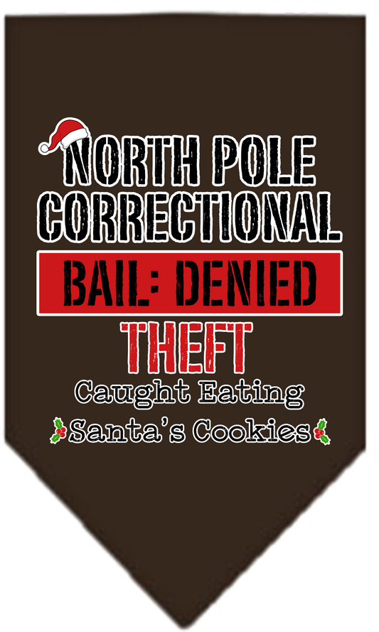 Christmas Pet and Dog Bandana Screen Printed, "North Pole Correctional"