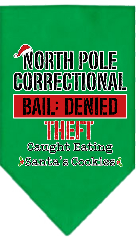 Christmas Pet and Dog Bandana Screen Printed, "North Pole Correctional"