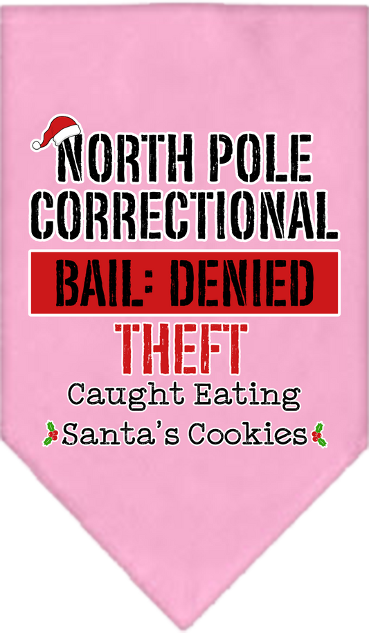 Christmas Pet and Dog Bandana Screen Printed, "North Pole Correctional"