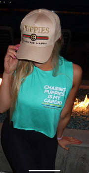 Chasing Puppies is My Cardio Crop Tank | Gift for Dog Moms