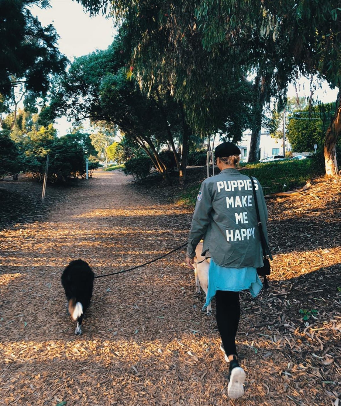 Puppies Make Me Happy Military Button Up | Present For Dog Lover | Made in USA