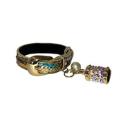 XS 7-14 Scottsdale Collection Multi-Tone Gold Custom Snake Collar/Custom Gold Oval Italian Hardware, Swarovski Crystal Charm & Pearl