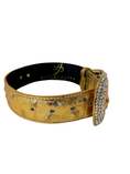 Load image into Gallery viewer, Glam Gold Embossed Studded Italian Leather With Our Custom Swarovski Crystal Buckle
