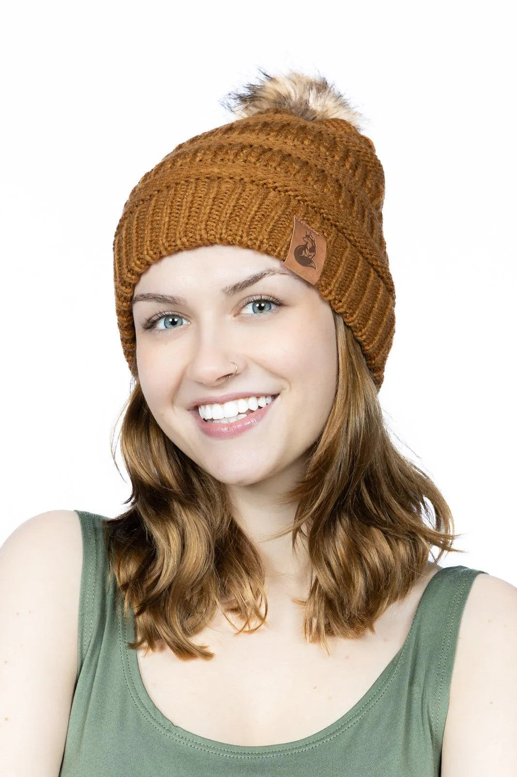 Sequoia Ribbed Knit Hat with Pom - Southlake Paws