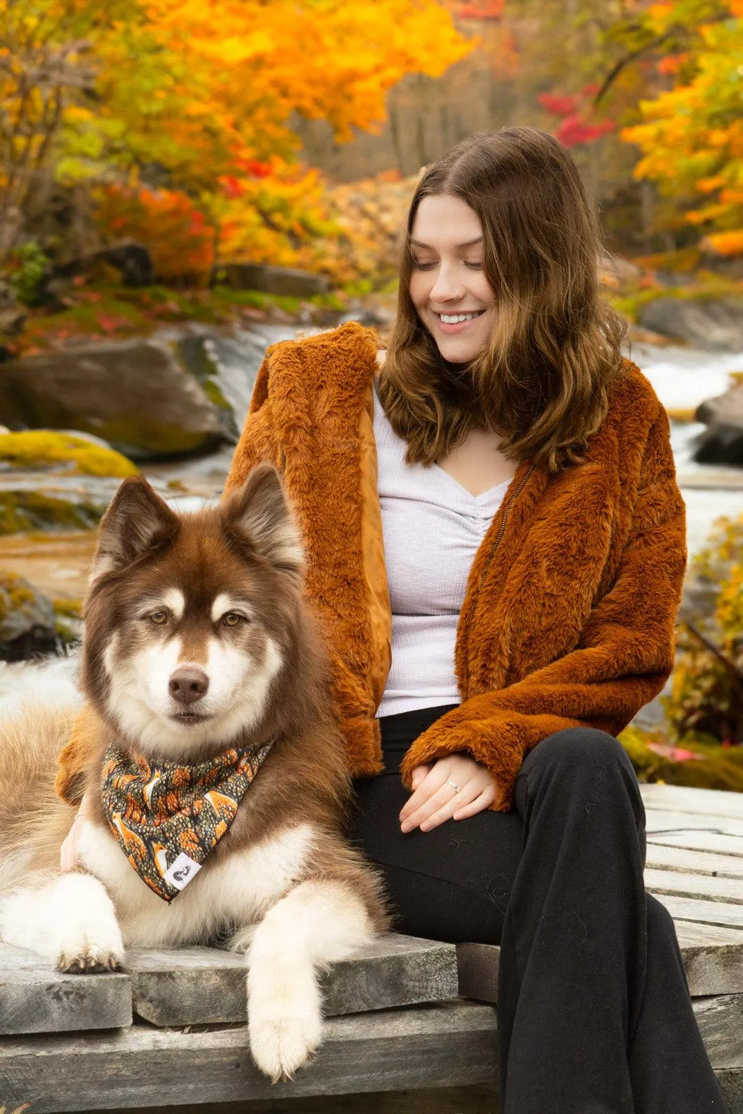 Foxes in Fall Dog Bandana & Matching Keychain - Southlake Paws